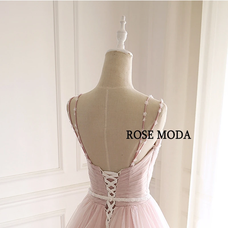 Rose Moda – magnifique robe de mariée en dentelle, Rose poussiéreux, col en V, avec fleurs, Photos réelles