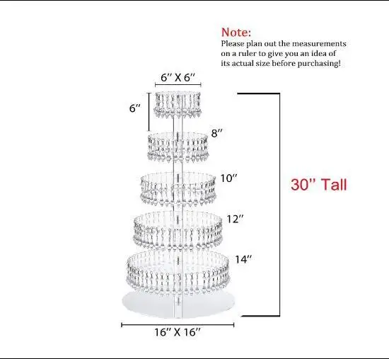 Hoogwaardige acryl display stand Taart stand Parfum stand Acryl Kralen 4 5 6 7 Layer Wedding Cake Stand