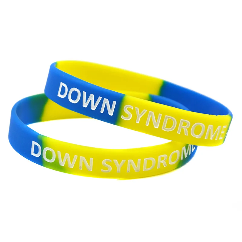 50 Pcs Down Syndrome Awareness Silicone Rubber Bracelet Segmented Color