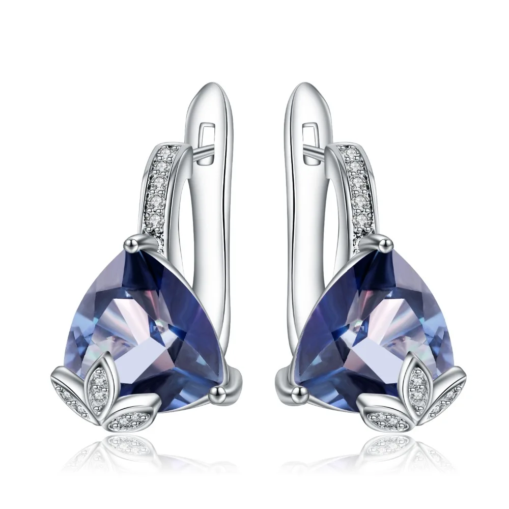 GEM'S BALLET 6.10Ct Natural Iolite Blue Mystic Quartz Triangle Earrings 925 Sterling Silver Stud Earrings For Women  Engagement