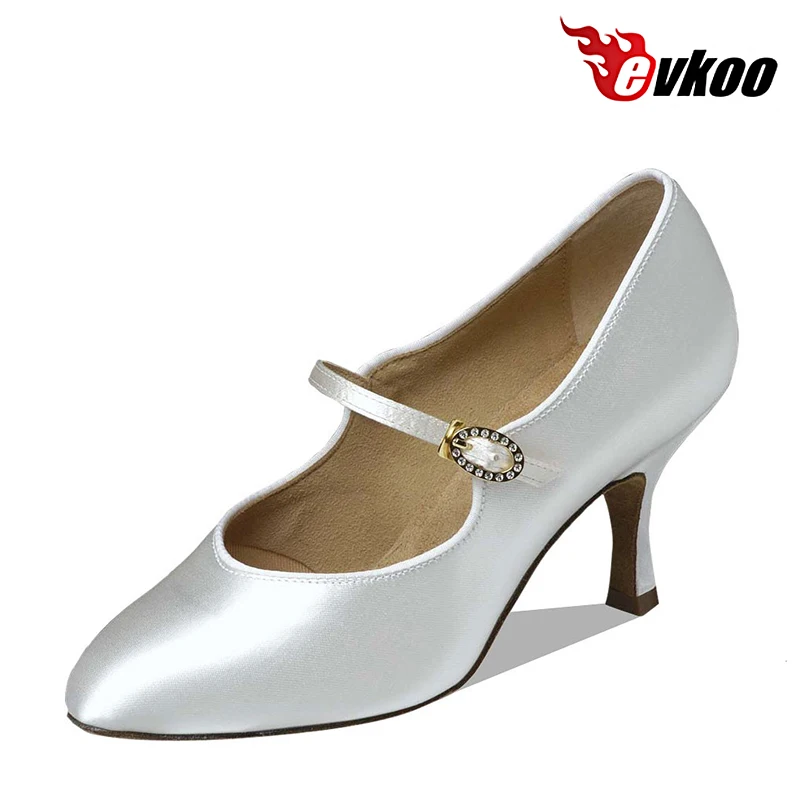 Evkoodance Modern Dance Shoes Ladies Khaki DIY White 7cm Elegance Latin Bllroom Dance Shoes Ladies Evkoo-009 Party Dancing Shoes