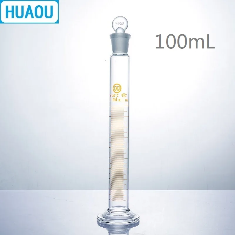 

HUAOU 100mL Measuring Cylinder with Ground In Glass Stopper Graduation Glass Round Base Laboratory Chemistry Equipment