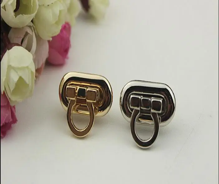 (6 PCS/lot) high-end electroplating TAB oval leather twist lock diy metal handbags decorative buckle accessories