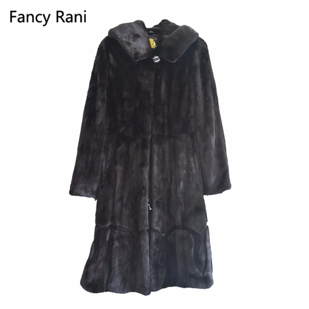 

New Winter Genuine Mink Fur Coats For Women Natural Mink Full Pelt Coat With Fur Hood High Quality Overcoat Real Mink Fur Coat