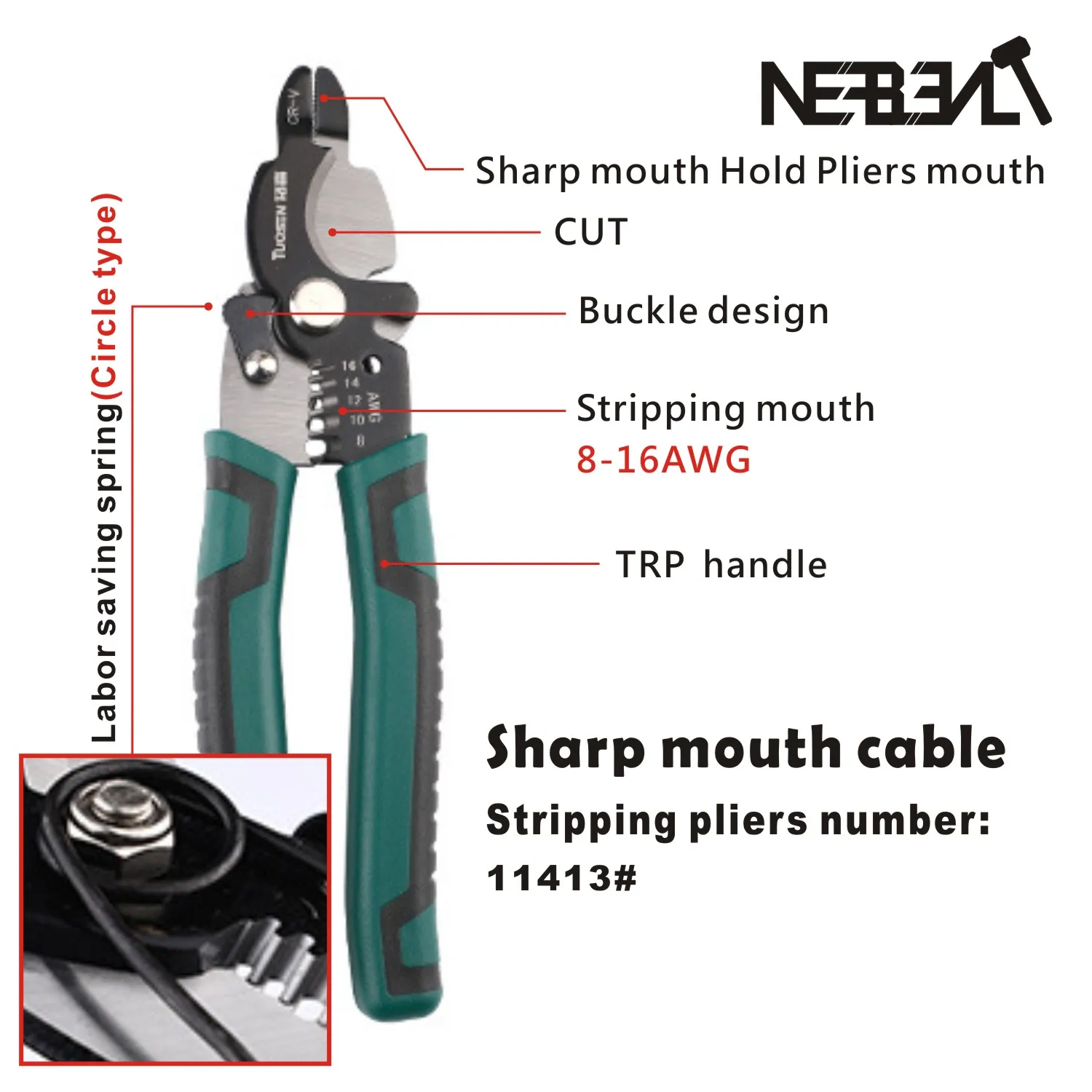 TUOSEN Wire Stripper Decrustation Pliers Multi tool Repair Tool Pliers Cable Wire Stripping Pliers Crimping Pliers Combination