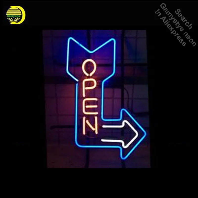 Open Arrow NEON LIGHT SIGN Neon Sign REAL GLASS Tube BEER BAR PUB Light Sign Store Display Handcraft Design Iconic Sign