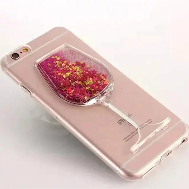 Чехол из мягкого ТПУ для iPhone 5, 6, 6S, 7 Plus, с изображением сердца, красного вина, звезд, динамических жидких зыбучих песков, задняя крышка