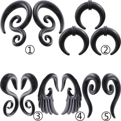 1Pair Acrylic 1.6-10mm Black Fake Spiral Ear Taper GaugesTwist Expanders Earring Cheater Piercing Body Jewelry