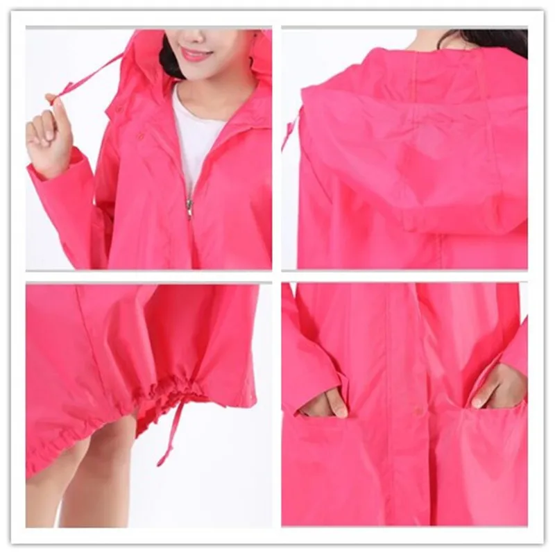 Polyester Raincoat Women Waterproof Lightweight Rain Coat Trench Ponchos Jacket Hooded Impermeable Mujer Capa De Chuva