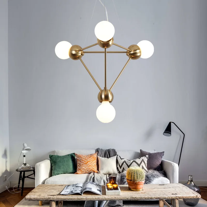 Modern 4/12heads pendant lamp bar Boutique Villa Magic bean light molecular glass ball home dining room pendant light ZA81830