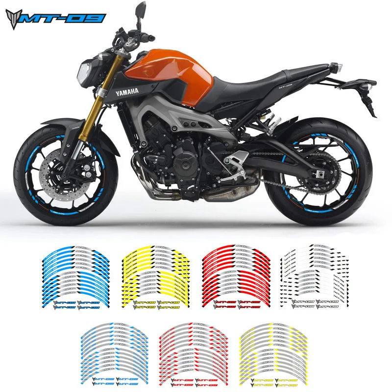 Motorcycle front and rear wheels Edge Outer Rim Sticker Reflective Stripe Wheel Decals For YAMAHA MT-09