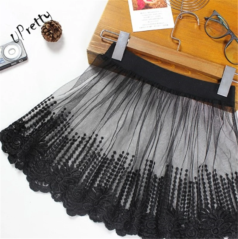 Shirt Extender Women Sexy Lace Mesh Mini Skirt Spring Summer Casual Club High Waist Elastic A-Line Tulle Black Short Skirt