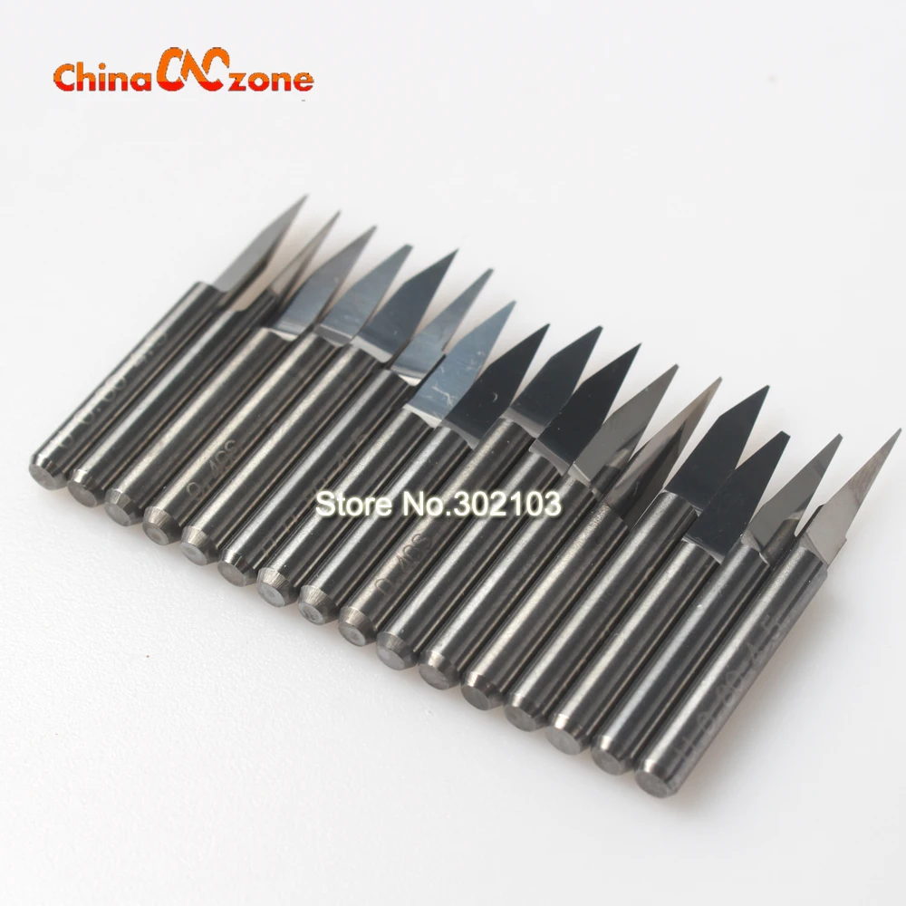16pcs 3.175mm 10/20/25/30 Degree Shape Flat Bottom Carbide PCB Engraving Milling Cutters Spiral Bit CNC Router bits tools