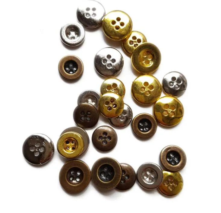 100 pz 10mm/11mm/12mm/15mm Retro pulsanti di bronzo argento bronzo bottoni d\'oro di plastica sewingbuttons