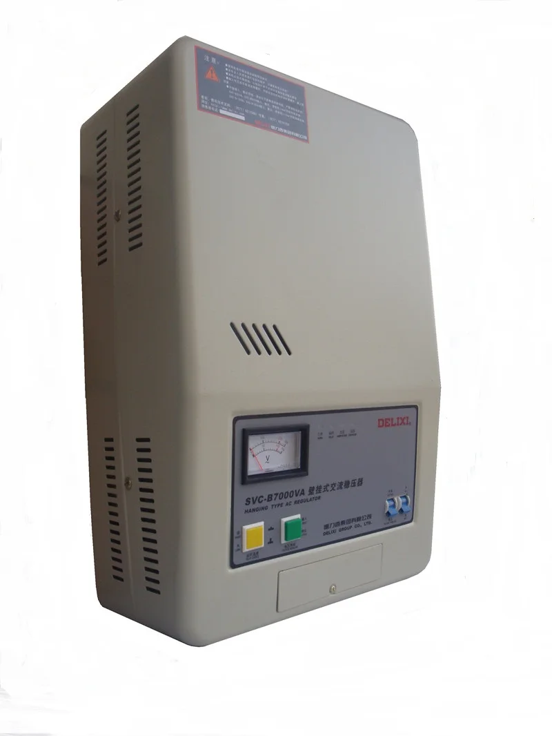 

Стабилизатор напряжения DELIXI однофазный переменного тока SVC-B 7000ВА, настенный, 7кВт, вход 150-250В, двойной выход 110/220В