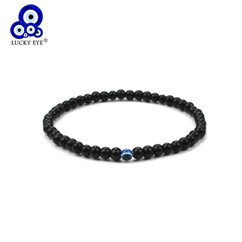 Lucky Eye Black Evil Eye Beaded Bracelets Bangle Yoga Bracelet For Men Women Handmade Jewelry Stone Bracelet EY479