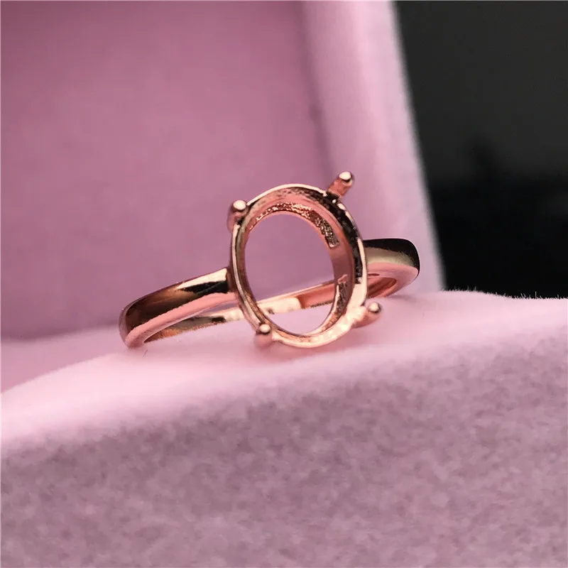 4 claws style oval shape ring basis S925 silver plated 18K gold ring base shank prong setting gemstones inlaid jewelry DIY women