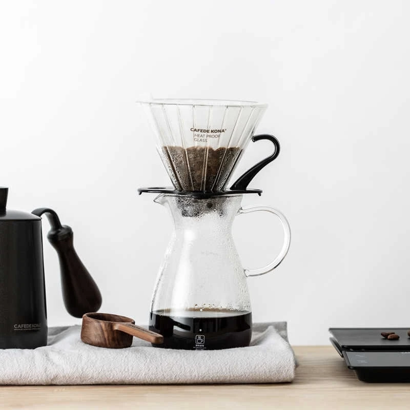 CAFEDEKONA اليد بالتنقيط القهوة مجموعة 6 قطعة (تصفية + المنقط + غلاية + مقياس + خادم + قياس) القهوة هدية مربع