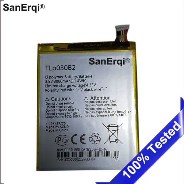 SanErqi TLp030B2 TLp030B1 3000mAh Battery For Alcatel One Touch Pop S7 OT 7045 7045Y Vodafone Phone Replacement Battery