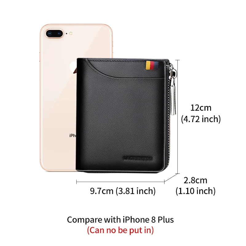 LAORENTOU Business Men's Short Wallet Small Card Holder Genuine Leather Fashion Coin Purse Casual Standard Clutch Money Bag Male image 4