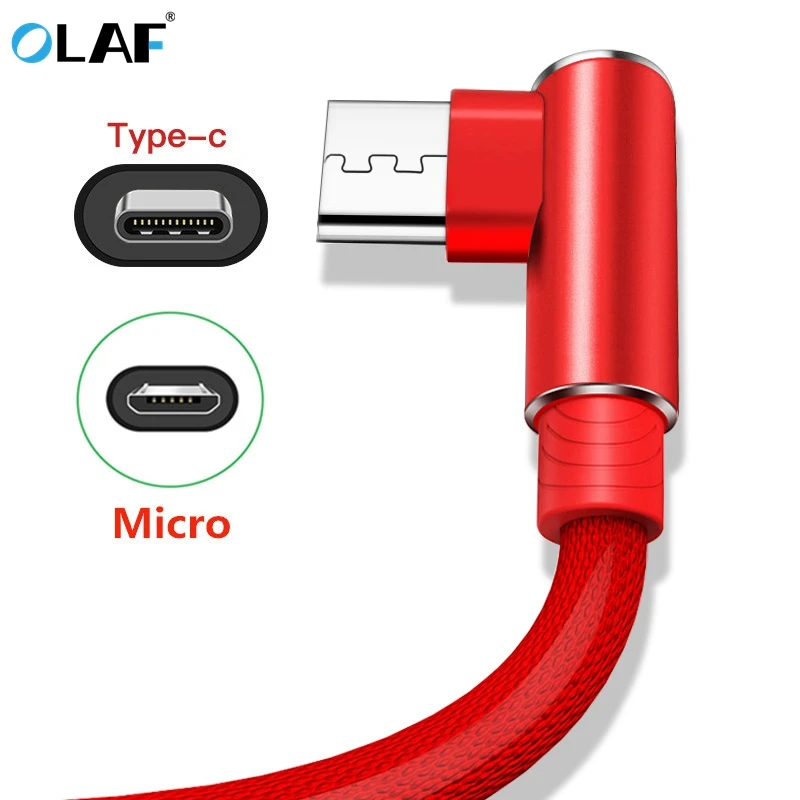 OLAF 1/2/3m L Shaped Connector Micro USB Charging Cable Nylon Braided Micro USB Cable fast Charging Cord Charger Wire Line