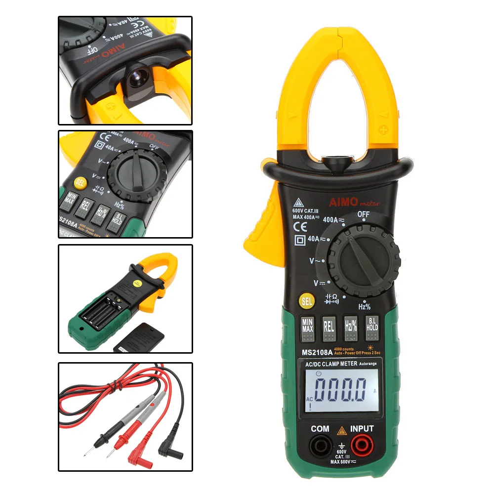 Imagem -03 - Multímetro Digital Braçadeira Medidor de Corrente Pinça ac dc Tensão Corrente Capacitor Resistência Tester Ms2108a