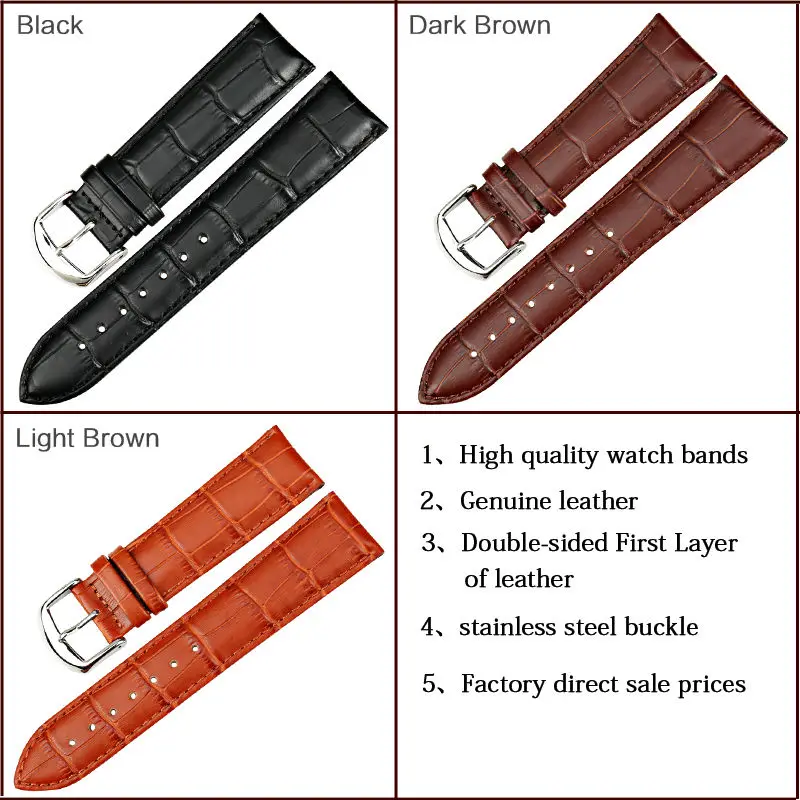 Maikes novo relógio pulseira cinto preto watchbands pulseira de couro genuíno relógio banda 18mm 20mm 22mm acessórios do relógio pulseira