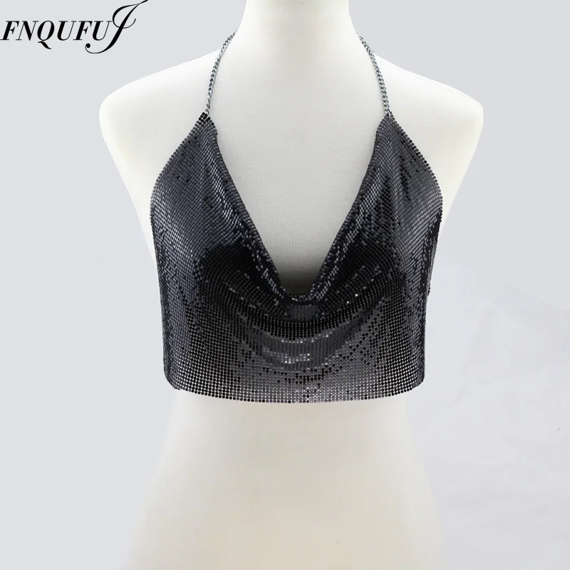 Glam Mesh body chain bra metal bralette sequin body chain women  Sexy beach maxi summer jewelry