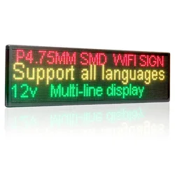 12V 24V 110V-220V 63cm Led Display Board Full Color WiF Programmable Scrolling Two Line Message Board Advertising for Car,Bus