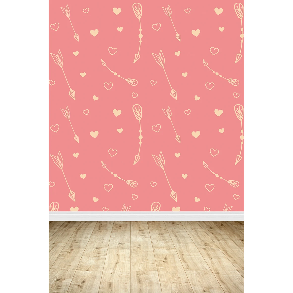 Allenjoy new arrivals photo backdrop Pink love wooden floor arrow Valentines day party backdrop photocall photo printed no stand