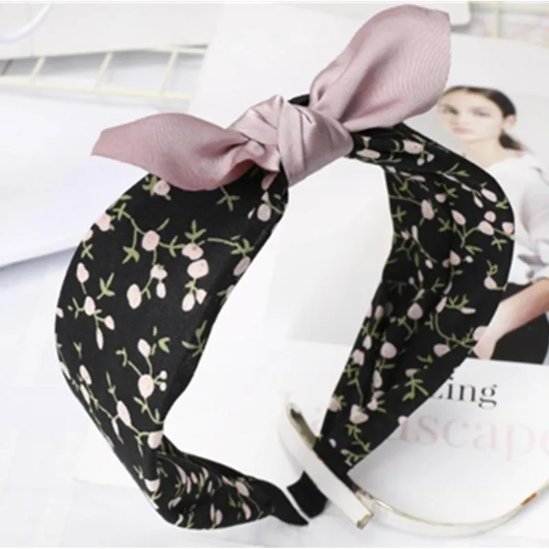 Primavera flor imprimir bowknot bandana para adultos acessórios para o cabelo feminino boho flora bandana arco verão hoilday