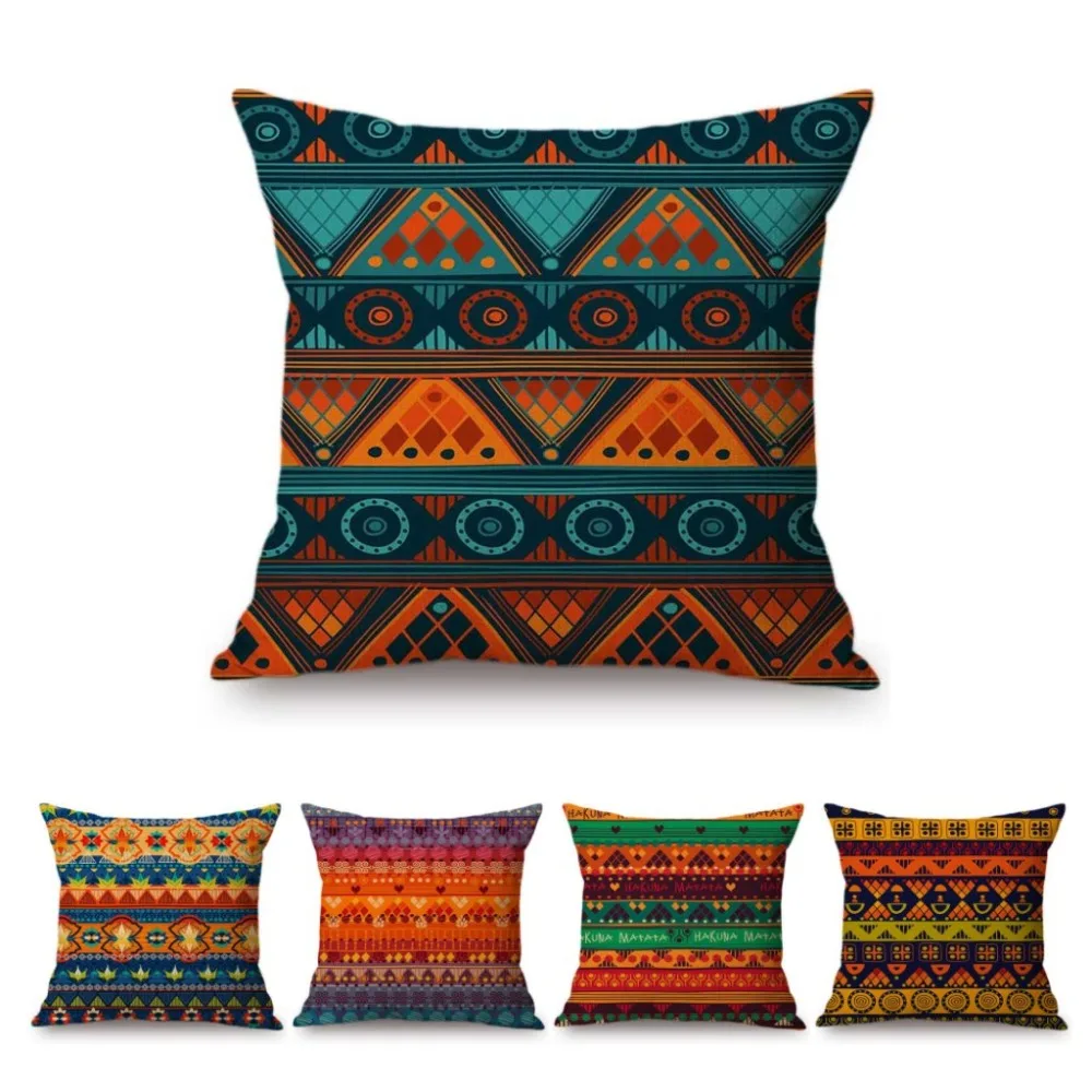 Colorful Africa Bohemian Geometric Design Pattern Home Decorative Pillow Case Fashion Exotic Ethnic Mediterranean Cushion Cover