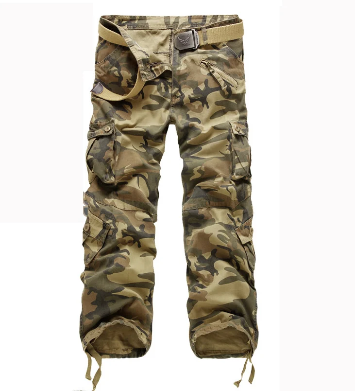 men's pants camping hiking Camouflage Cargo Pants Plus Size Multi-pocket Overalls Trousers k02-1