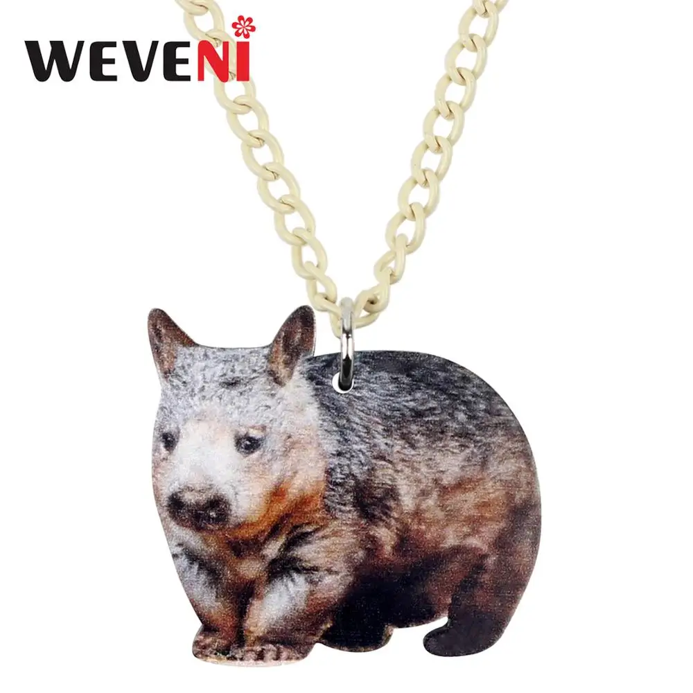 WEVENI Acrylic Stupid Cute Wombat Pendant Necklace Choker Chain Fashion Unique Design Jewelry For Women Girls Gifts Accessories