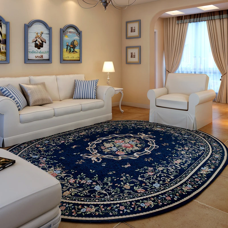 American Pastoral Oval Carpet For Living Room Home Countryside Rugs For Bedroom Sofa Coffee Table Floor Mats Study Area Rug