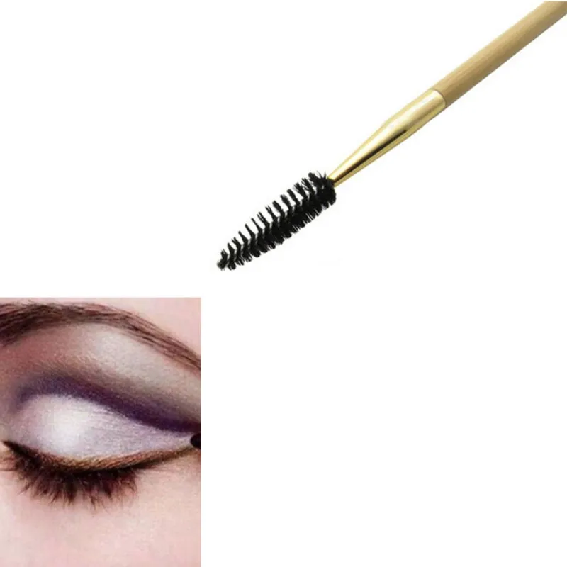 Spazzole di trucco Maquiagem Ciglia Strumento di Manico Di Bambù Doppio Sopracciglio Pennello Mascara Ciglia di Visone Ciglia Finte di Bellezza Pettine