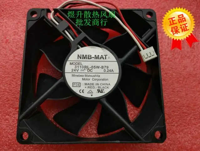 

Original NMB-MAT 8025 DC24V 0.24A 80*80*25MM 3110RL-05W-B79 three wire inverter cooling fan