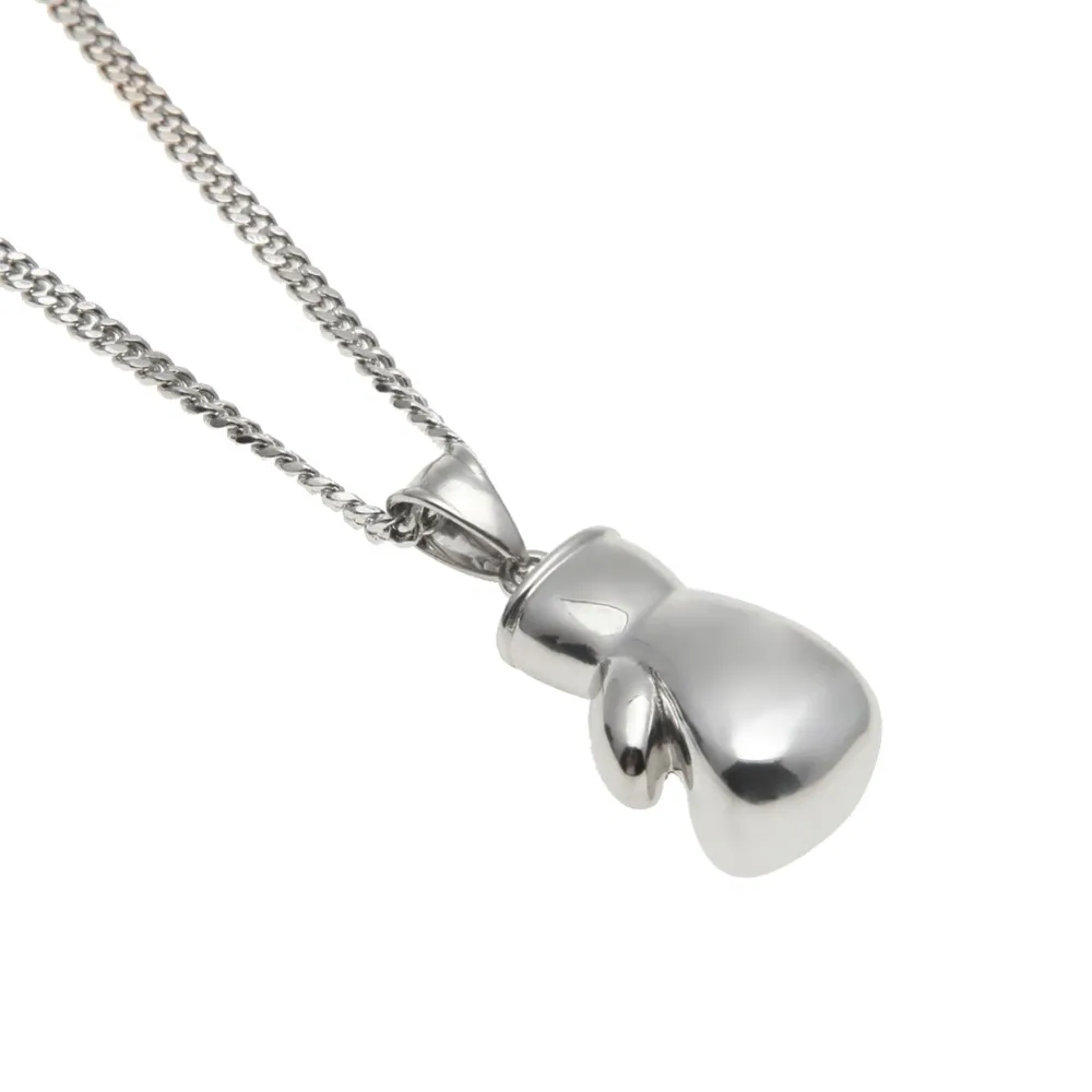 2018 New Mens Gold Color Mini Boxing Glove Pendant Necklace Stainless Steel Gold silver color Cool Charming Pendant  For Women
