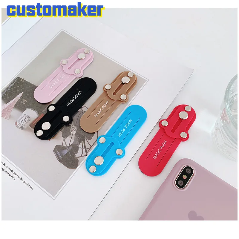 100 pcs/lot CUSTOMIZED Creative Machine push and pull bracket back stick bracket silicone mobile phone push and pull bracket