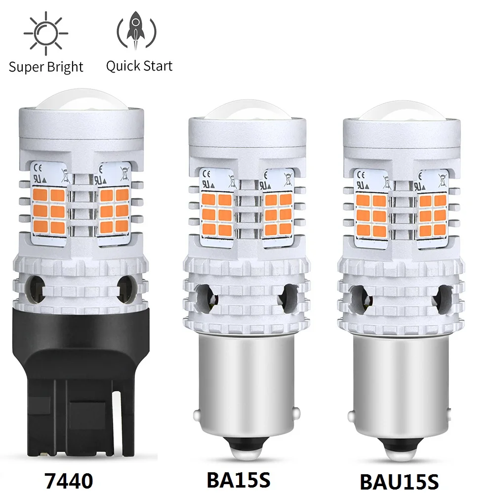 AUXITO 2pcs S25 1156 BA15S P21W Canbus LED BAU15S 7507 PY21W T20 7440 W21W WY21W Led Bulbs Yellow Turn Signal Lamp Car lights