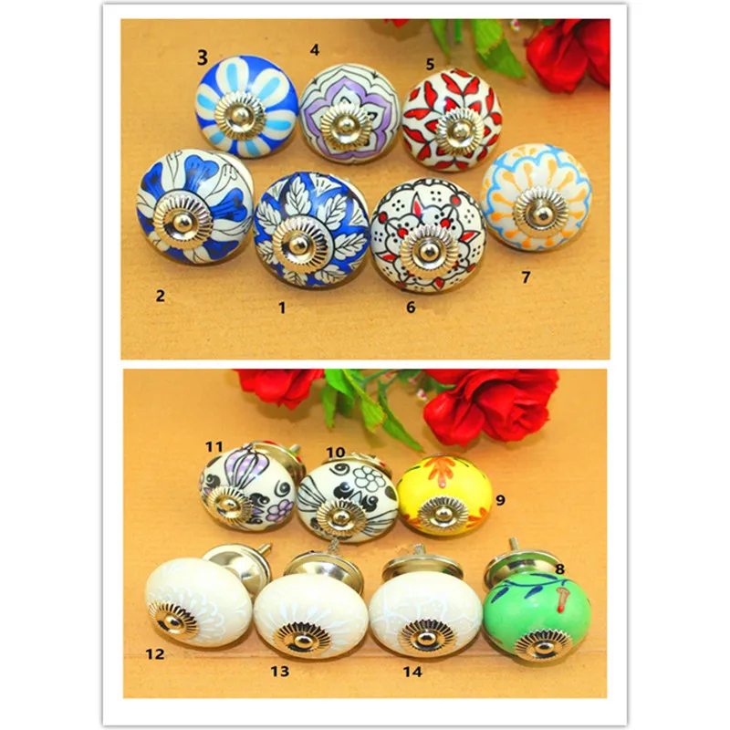 

Bulk Vintage Furniture Handle Flower Ceramic Knobs and Handles Door Handle Cupboard Drawer Kitchen Pull Knob Furniture Hardware