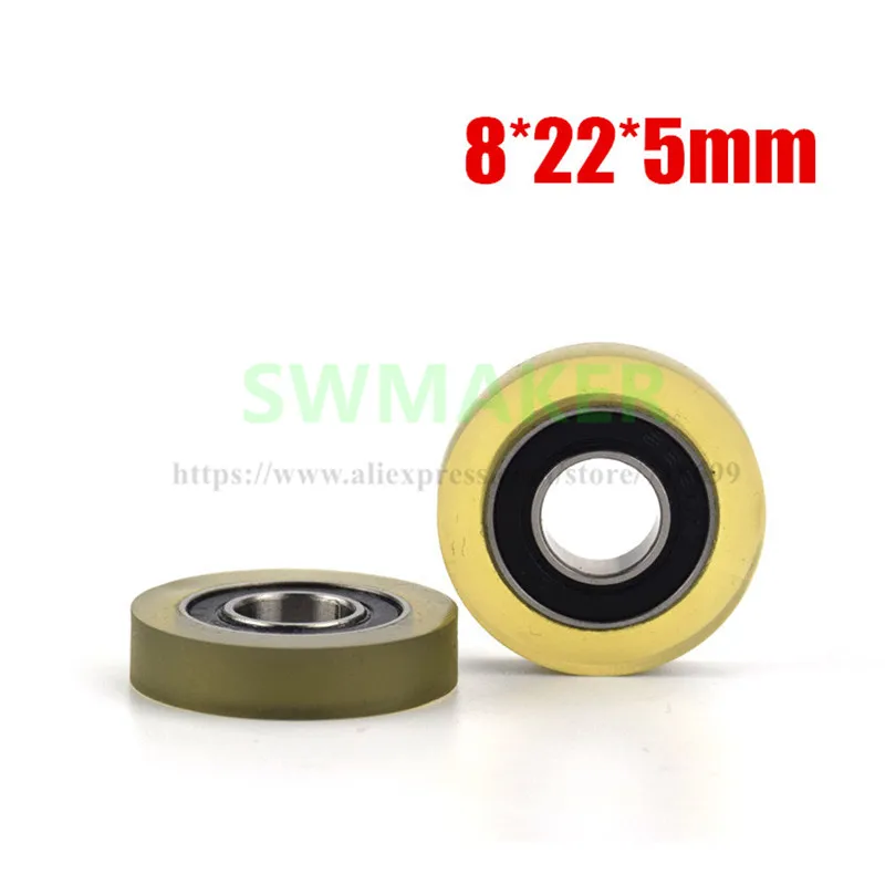 

10pcs 6*18*7mm PU coated pulley, 696 bearing wheel, polyurethane soft rubber, mute wheel, conveyor belt roller