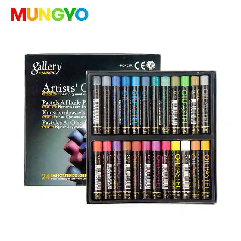 Imagem -02 - Mungyo Gallary Artists Pastéis a Óleo 24 12 Cor Metálica e Fluorescente Série Mop-mf Pintura a Óleo Materiais de Desenho de Arte