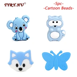 TYRY.HU 5pc/lot Cartoon Silicone Loose Beads Koala butterfly Animal Baby Chewable Teething Beads For DIY Necklace Jewelry Making