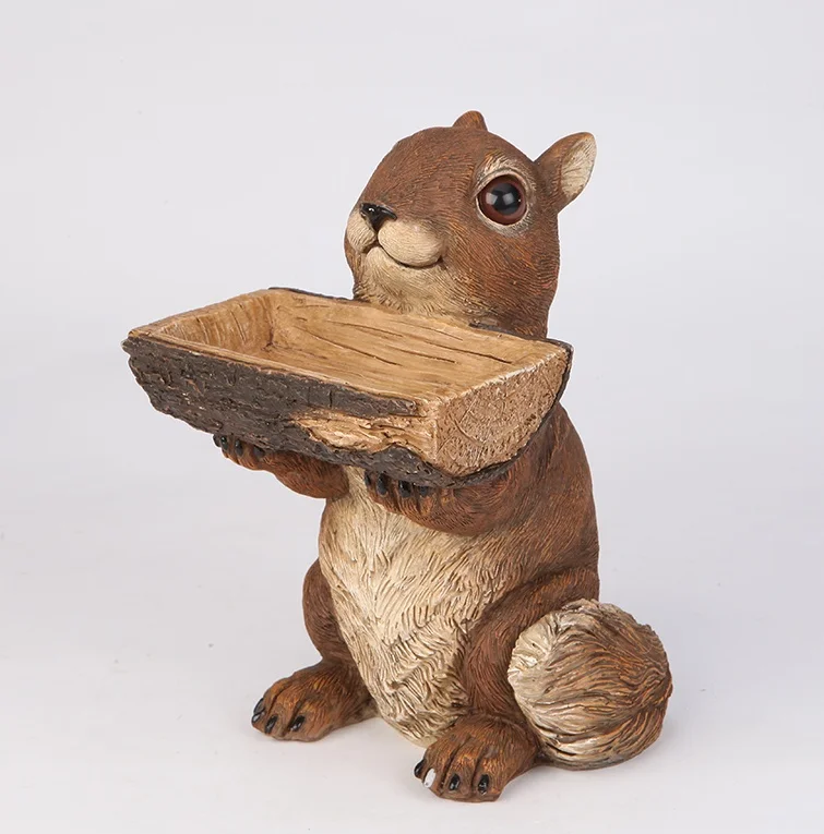 

Squirrel Sculpture Storage Tray Decorative Resin Household Little Animal Organizer Box Embellishment Craft Present Furnishing