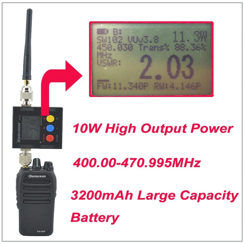 10Watt  Output Power Wouxun walkie talkie KG-828 UHF 400.000-470.995MHz IP66 Waterproof Two-way Radio with 3200mAh Battery Pack