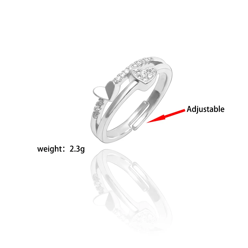 Fashion Creative Heart Soul Couple Ring Jewelry Personality Men Women Temperament Heart-Shaped Ring Adjustable Ring Love Gifts