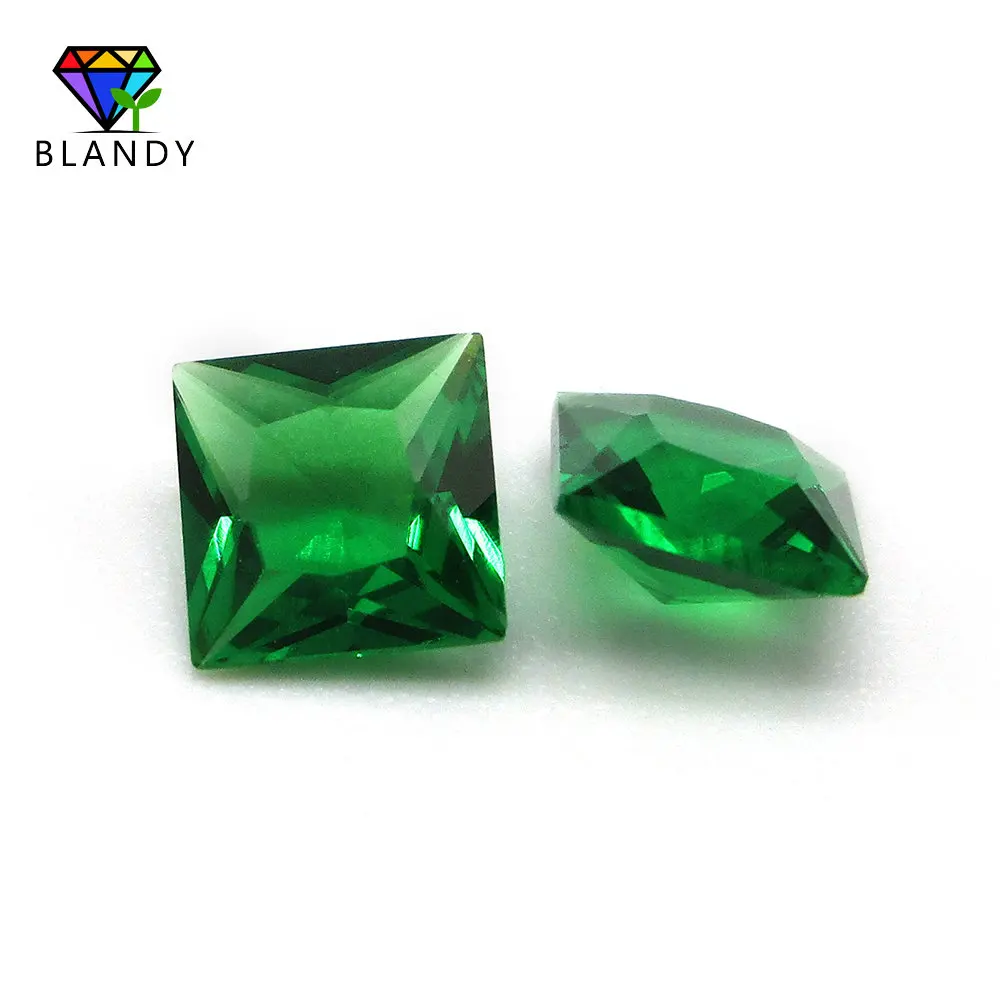 Free Shipping 1.5x1.5~8x8mm Square Shape Nano Green Stone Wax Casting 5A Green Nano Synthetic Gems For DIY Jewelry