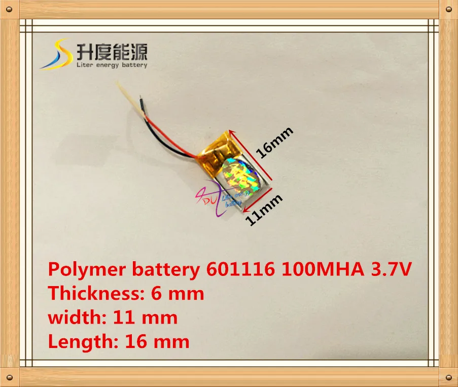 601116 061116 3.7V 100mAh lithium polymer battery for MP3 MP4 player Bluetooth headset battery polymer battery