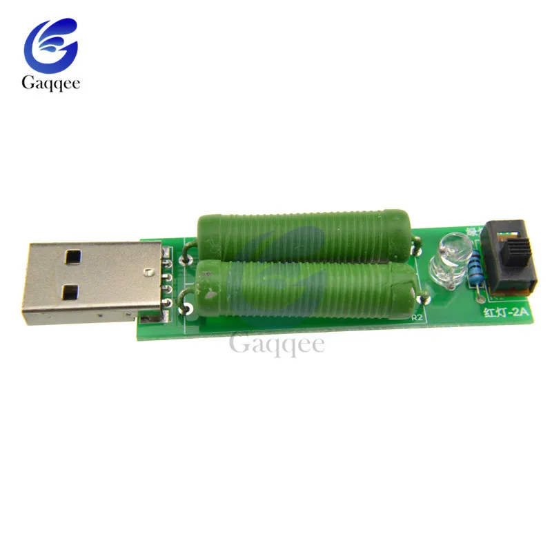 USB Mini Discharge Interface Load Resistor with Switch 1A Green 2A Red LED battery capacity voltage discharge resistance tester